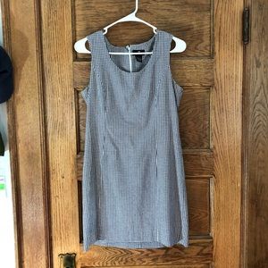 NAVY BLUE AND WHITE gingham mini shift dress